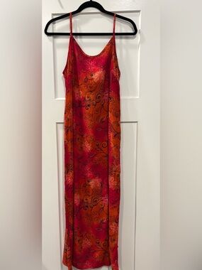 California Concepts Retro Slip Maxi Dress — Red & Orange Floral Print